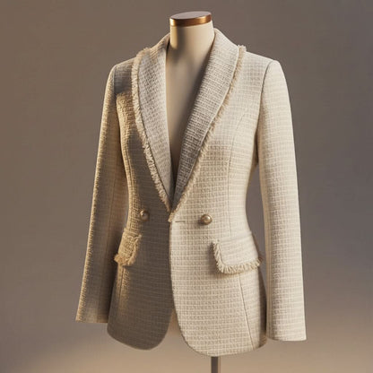 Lune Boucle Blazer - Pearl White