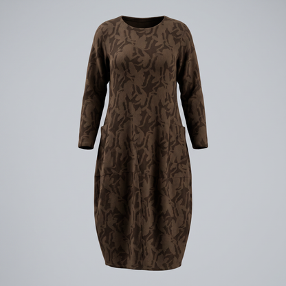 Lunessa Elegant Winter Dress - Brown