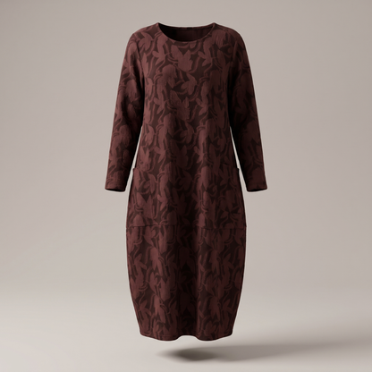 Lunessa Elegant Winter Dress - Burgundy