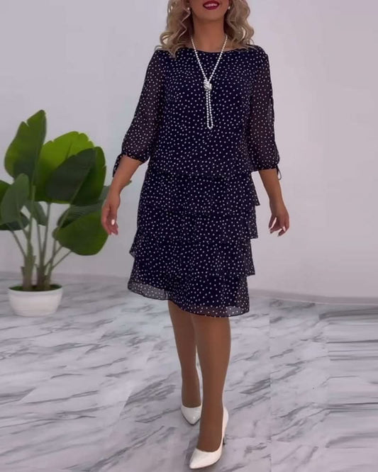 Lunessa Polka Tiered Dress - Blue