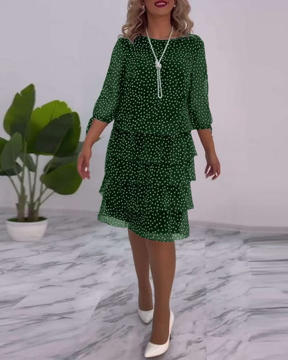 Lunessa Polka Tiered Dress - Green