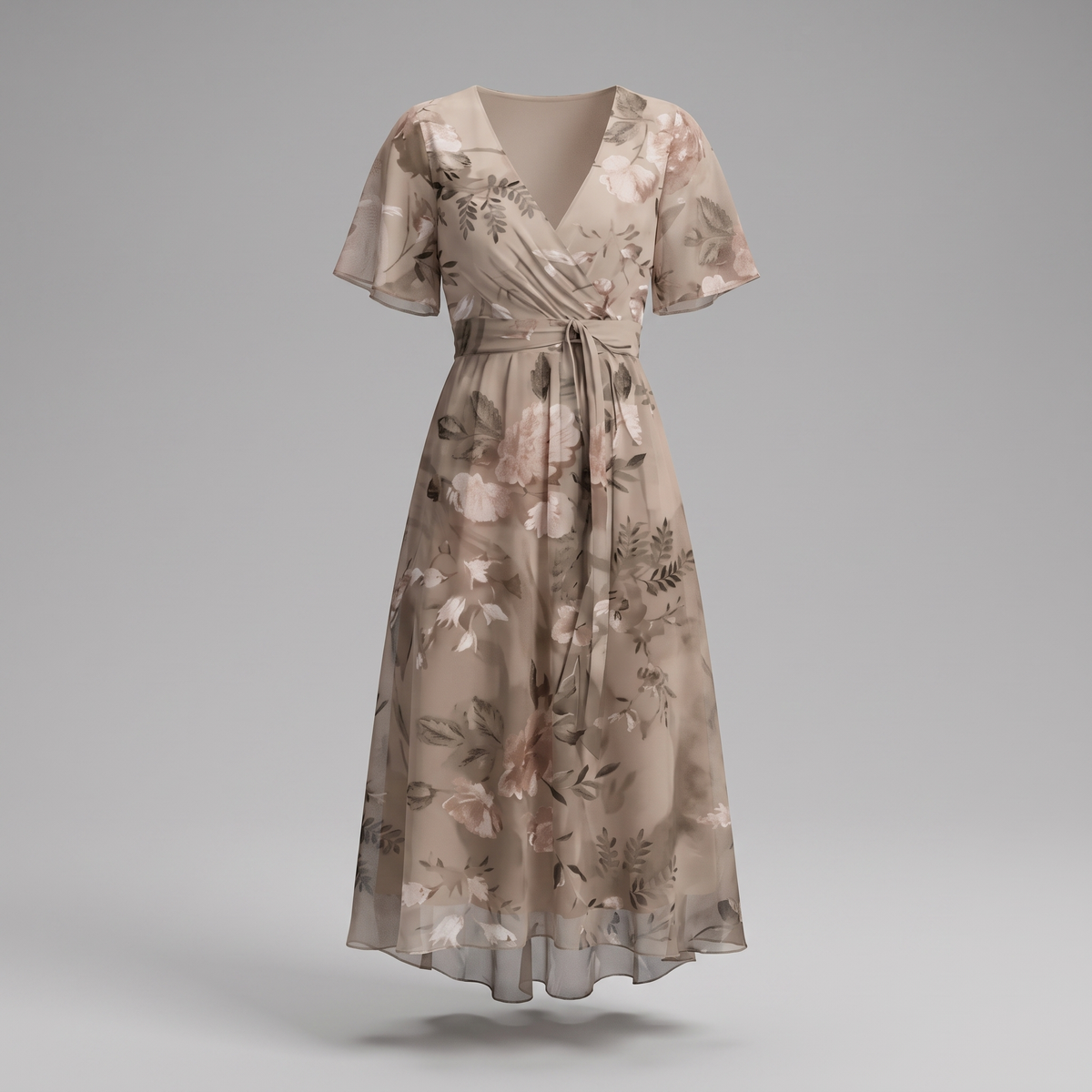 Luneth Fluid V Dress - Beige