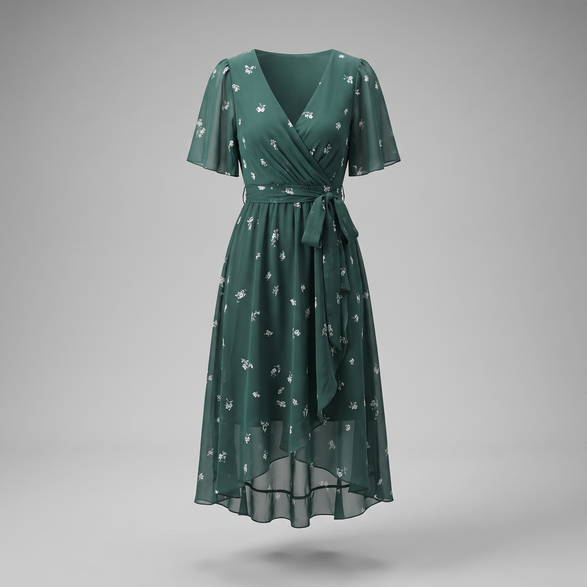 Luneth Fluid V Dress - Green