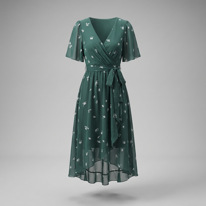 Luneth Fluid V Dress - Green