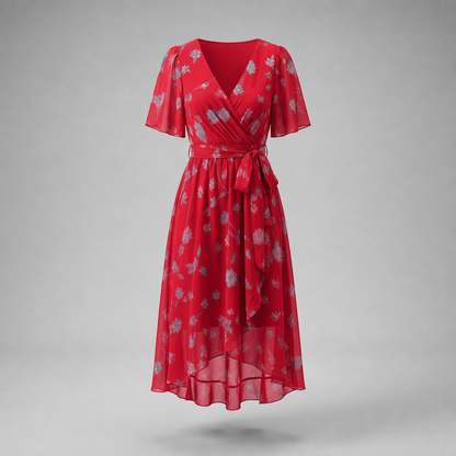 Luneth Fluid V Dress - Pink