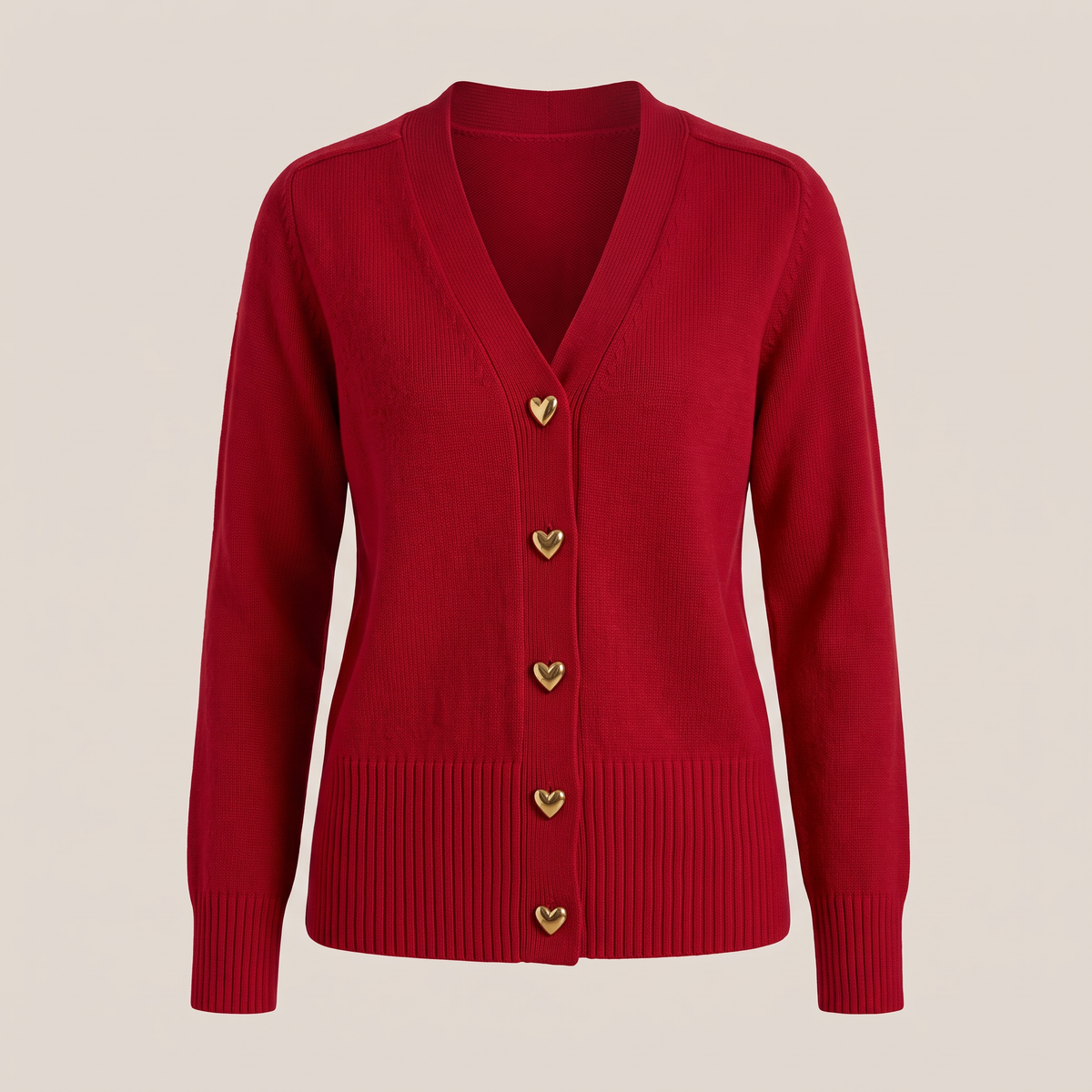 Maisie Charming Button Cardigan - Red