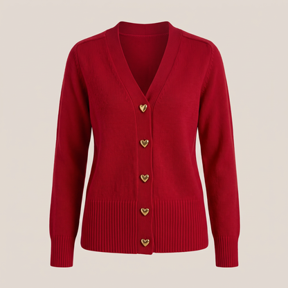 Maisie Charming Button Cardigan - Red
