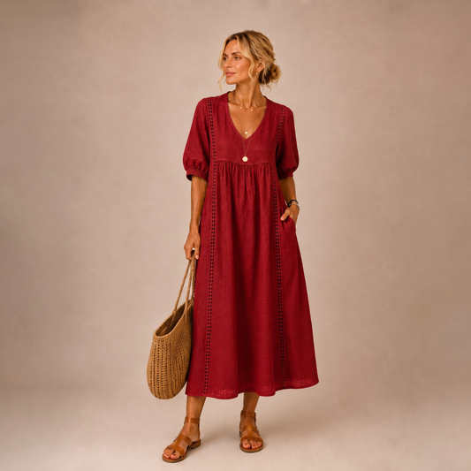 Marabelle Summer Midi Dress - Red