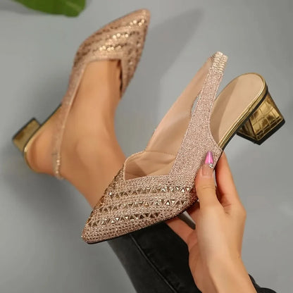 Marcella Rhinestone Sandals - Gold