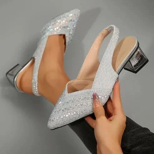 Marcella Rhinestone Sandals - Silver