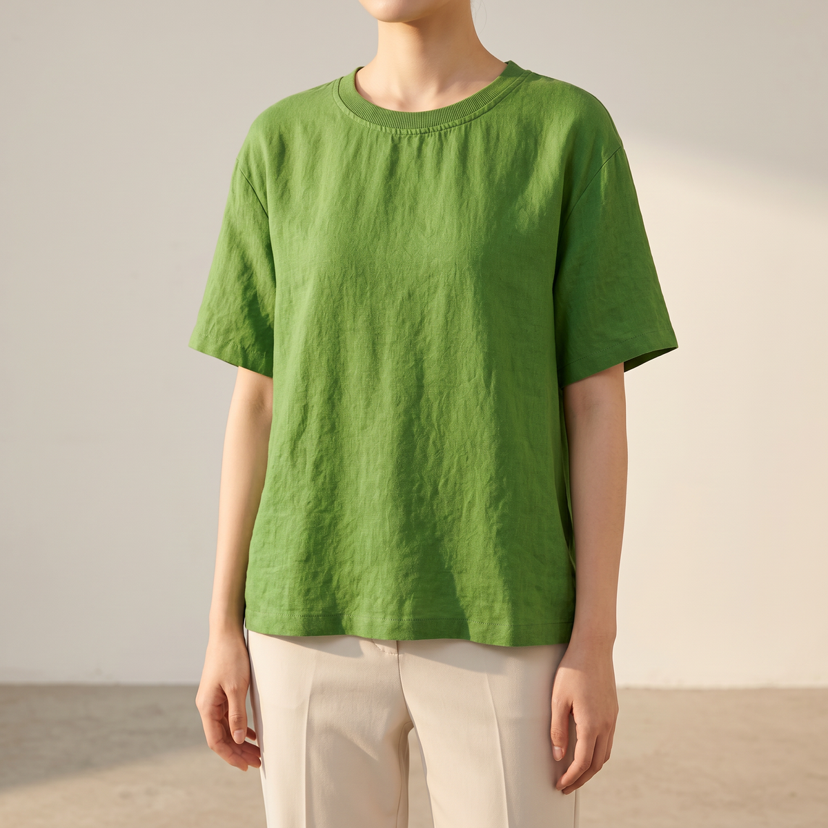 Margaret Relaxed Linen Tee - Green