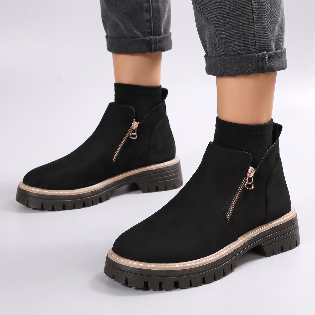 Margot Suede-Look Platform Ankle Boots