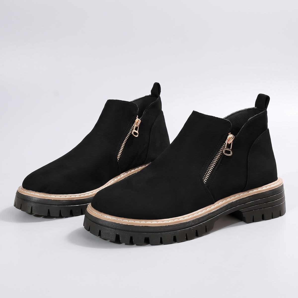 Margot Suede-Look Platform Ankle Boots - Black