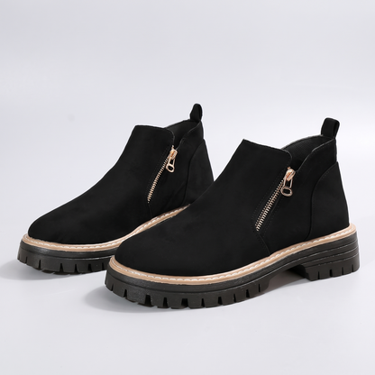 Margot Suede-Look Platform Ankle Boots - Black