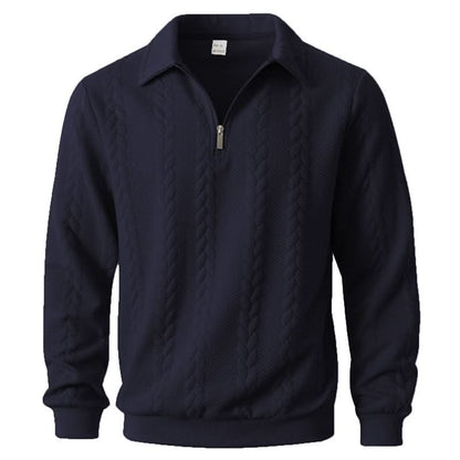 Marion Elegant Zip Polo - Blue Navy