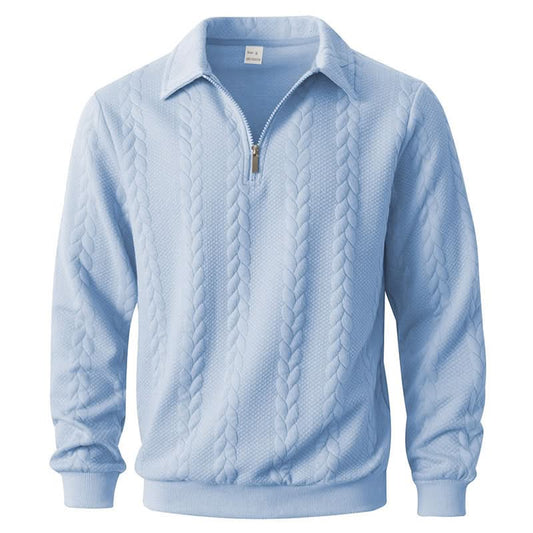 Marion Elegant Zip Polo - Light Blue