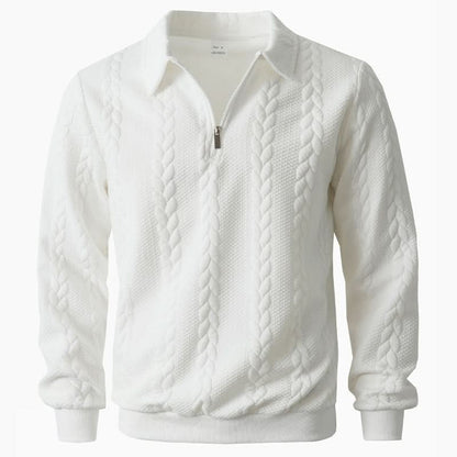 Marion Elegant Zip Polo - White