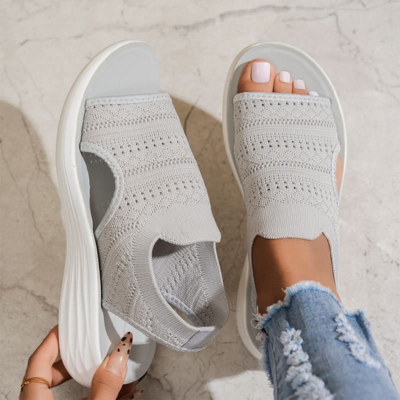 Marlena Breathable Knit Platform Sandals - Grey