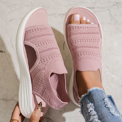 Marlena Breathable Knit Platform Sandals - Pink