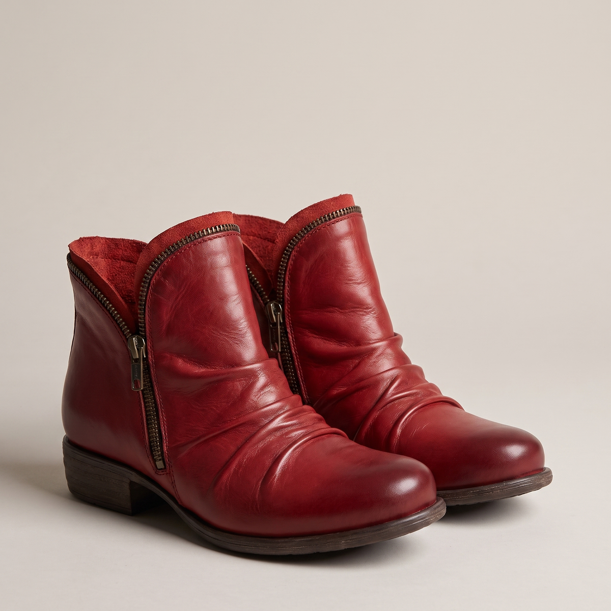 Marlowe Leather-Look Chelsea Boots - Red
