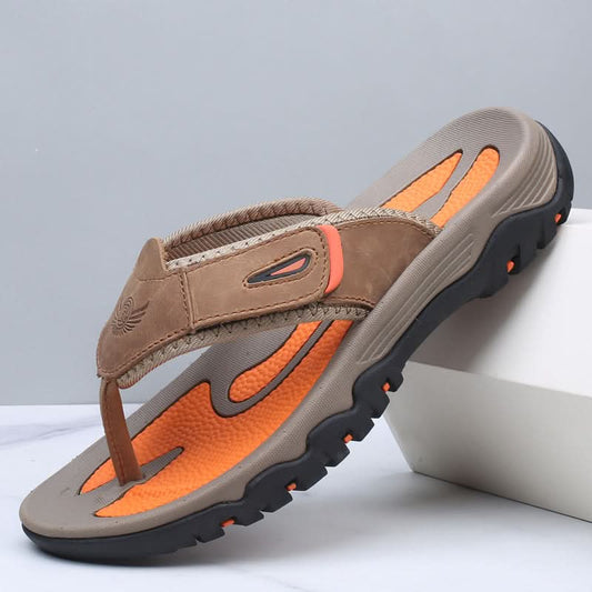Mason Comfort Leather-Look Sandals - Brown