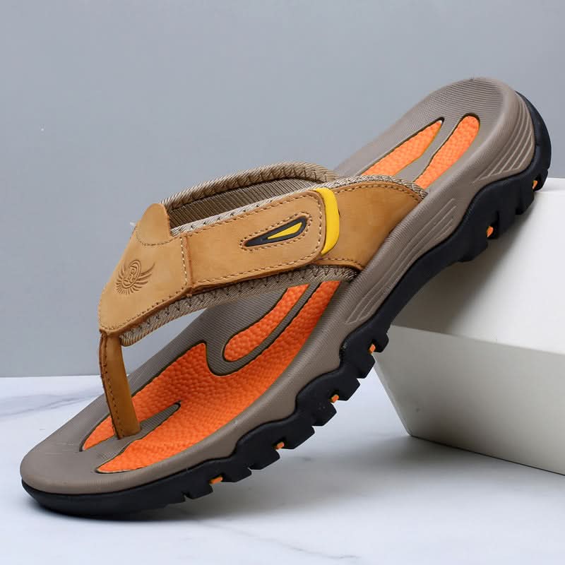 Mason Comfort Leather-Look Sandals - Camel