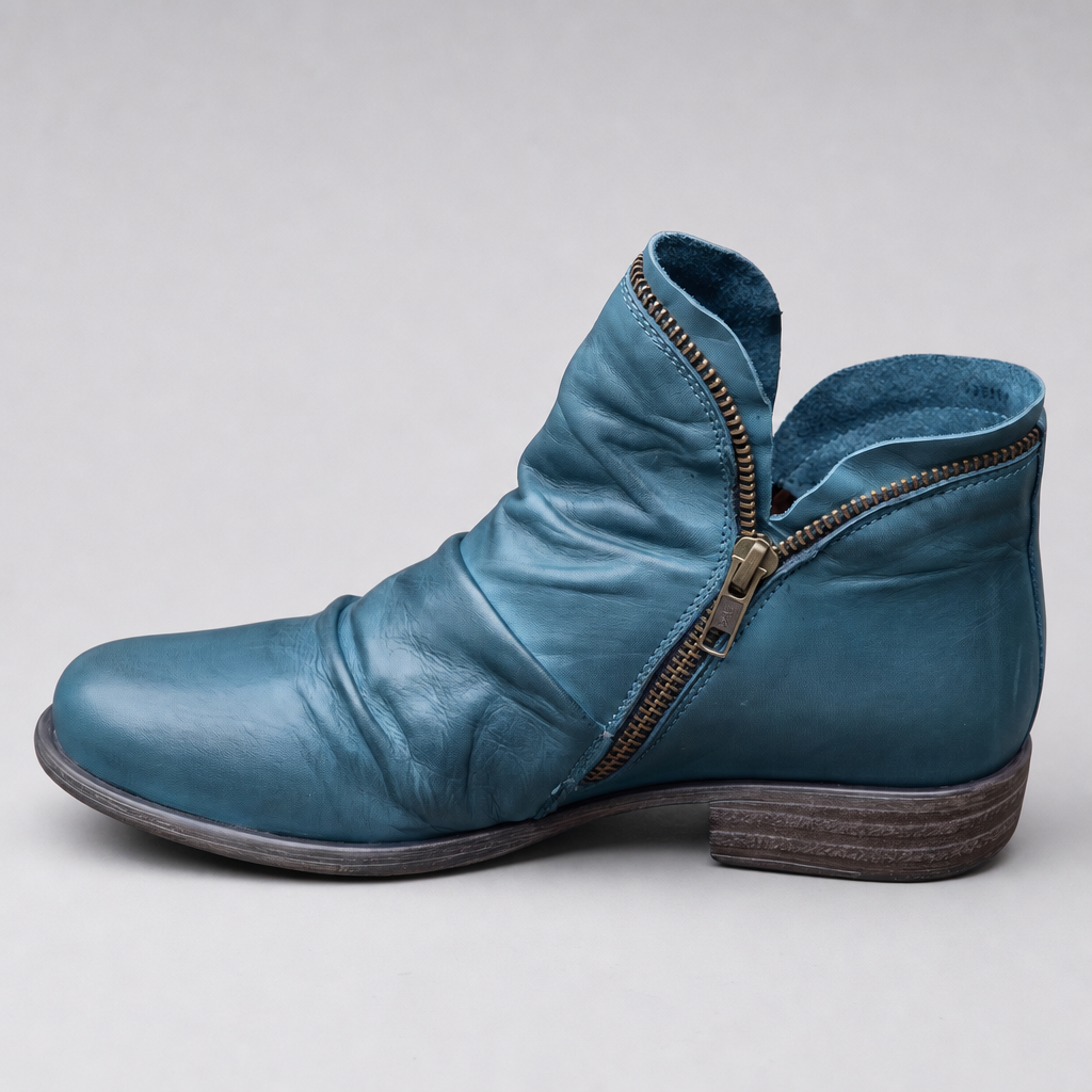 Melinda Leather-Look Boots - Blue