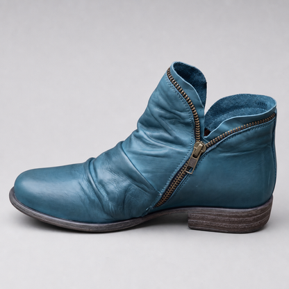 Melinda Leather-Look Boots - Blue