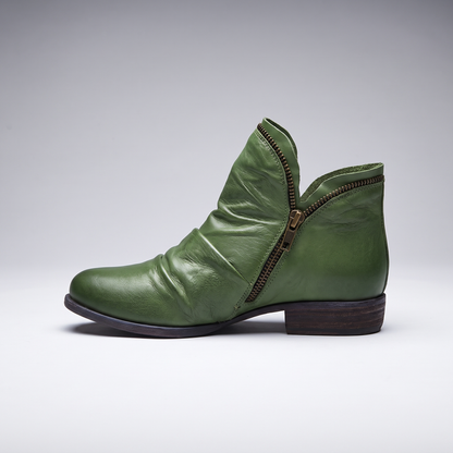 Melinda Leather-Look Boots - Green