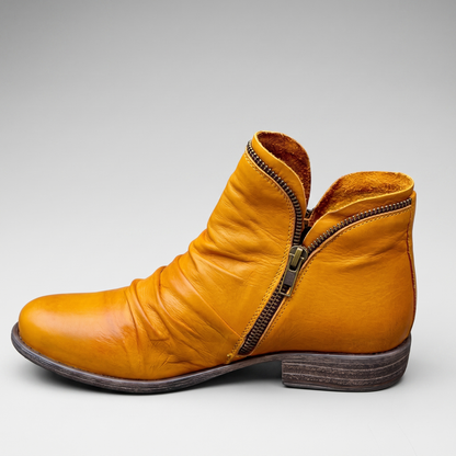 Melinda Leather-Look Boots - Orange