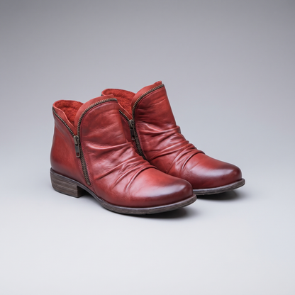 Melinda Leather-Look Boots - Red