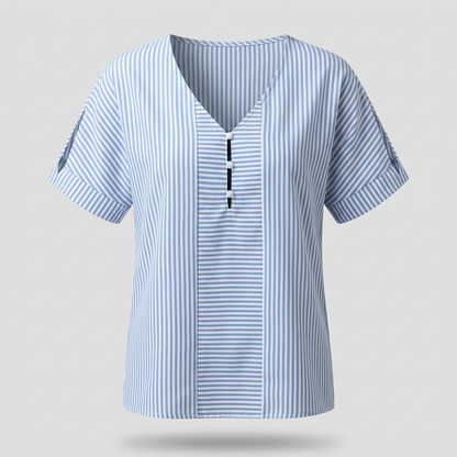 Merehaven Split-Sleeve Stripe Blouse - Blue