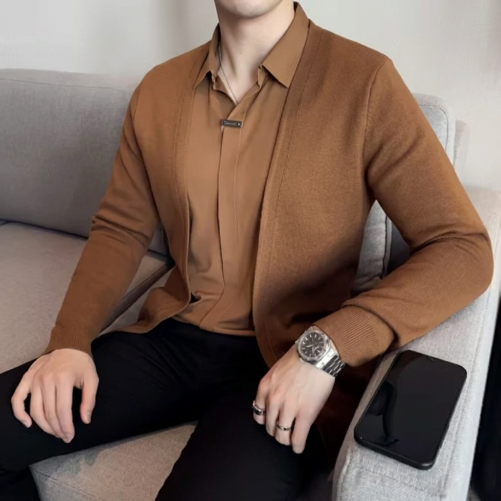 Merriton Layered-Collar Knit Jumper - Coffee
