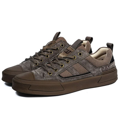 Metrostride Leather-Look Trainers - Brown