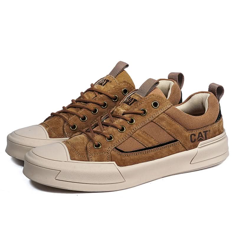 Metrostride Leather-Look Trainers - Khaki