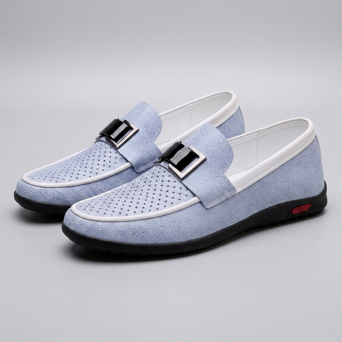 Midhurst Buckle Slip-On Shoes - Coastal Blue Perforated