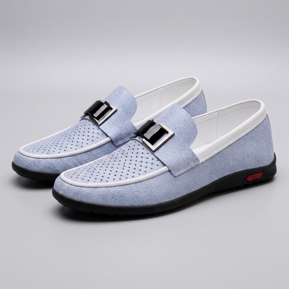 Midhurst Buckle Slip-On Shoes - Coastal Blue Perforated