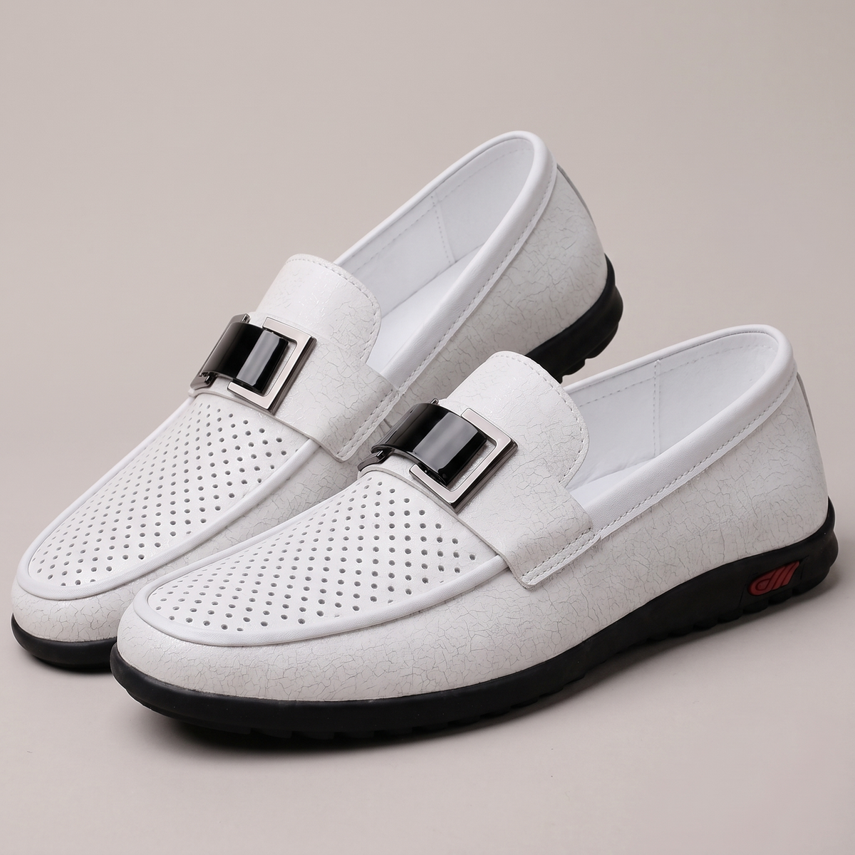 Midhurst Buckle Slip-On Shoes - Pearl Perforated