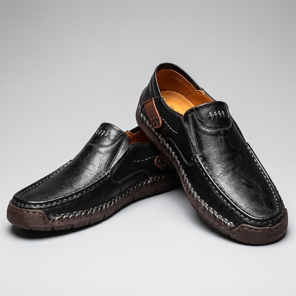 Milan Leather-Look Loafer Slip-On - Black