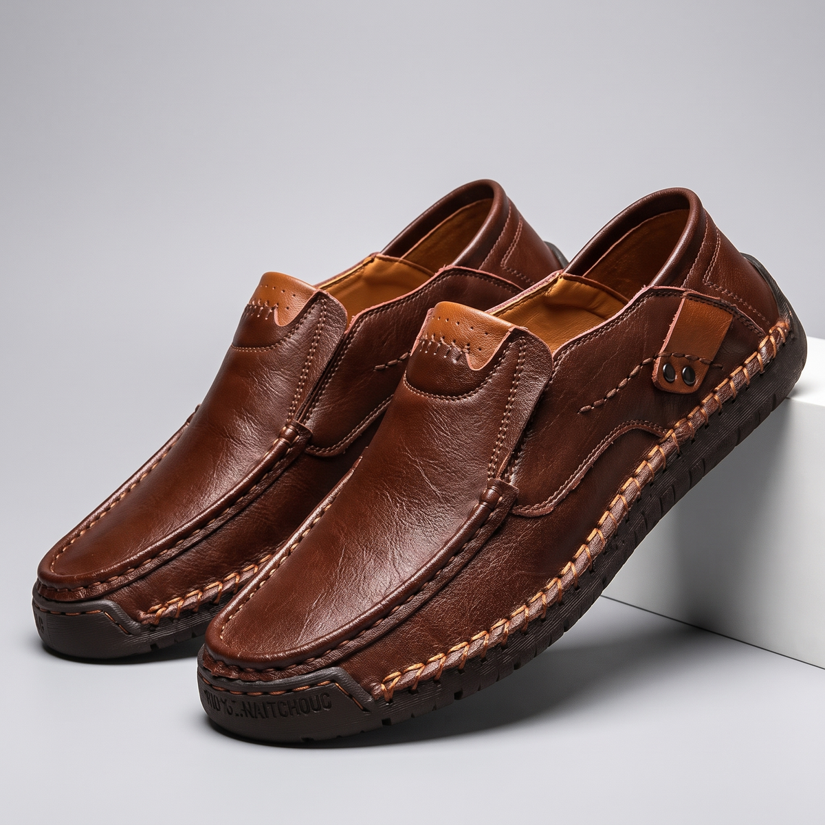 Milan Leather-Look Loafer Slip-On - Dark Brown