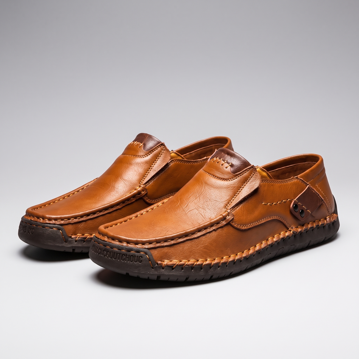 Milan Leather-Look Loafer Slip-On - Light Brown