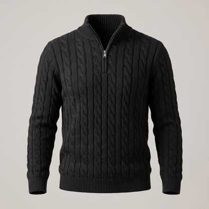 Milano Cotton Knit Sweater - Black
