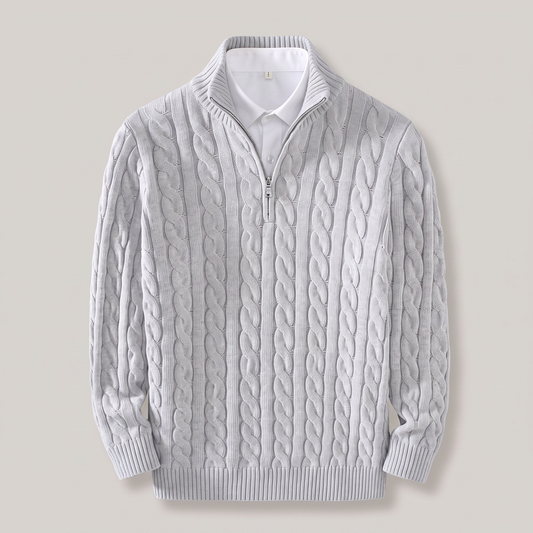 Milano Cotton Knit Sweater - Grey