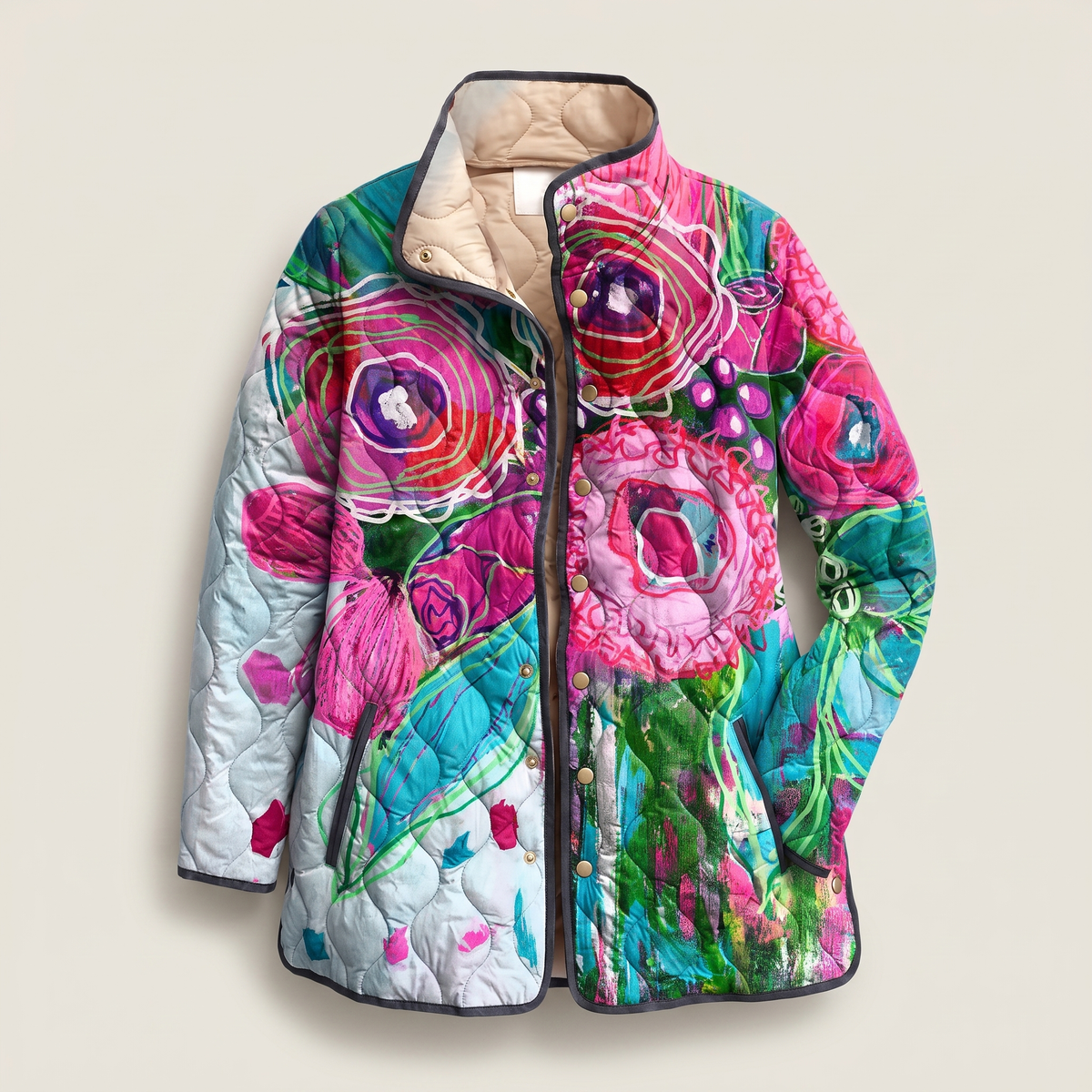 Mira Quilted Jacket - Multicolor Flower