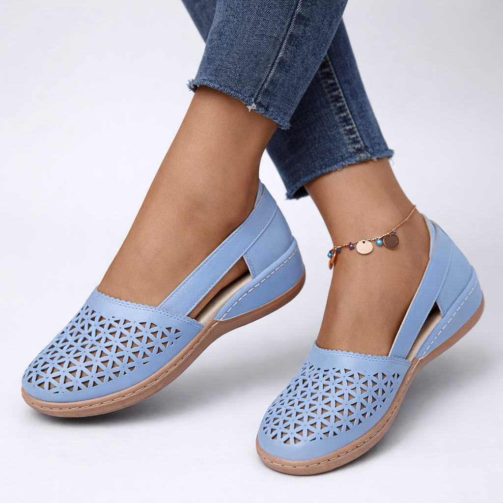 Mirena Grace Leather-Look Flats - Blue