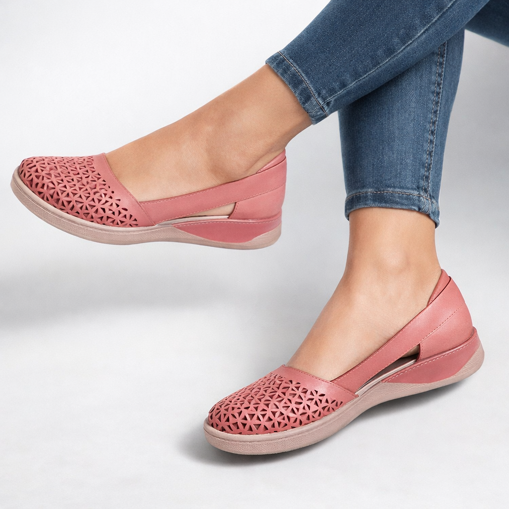 Mirena Grace Leather-Look Flats - Hot Pink