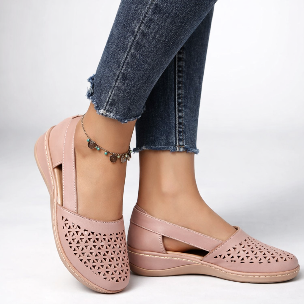 Mirena Grace Leather-Look Flats - Pink