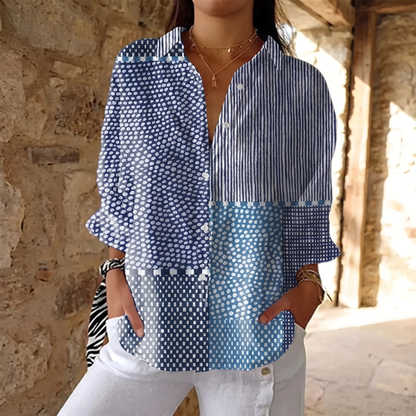 Mirewick Patchwork Button Blouse - Multicolor
