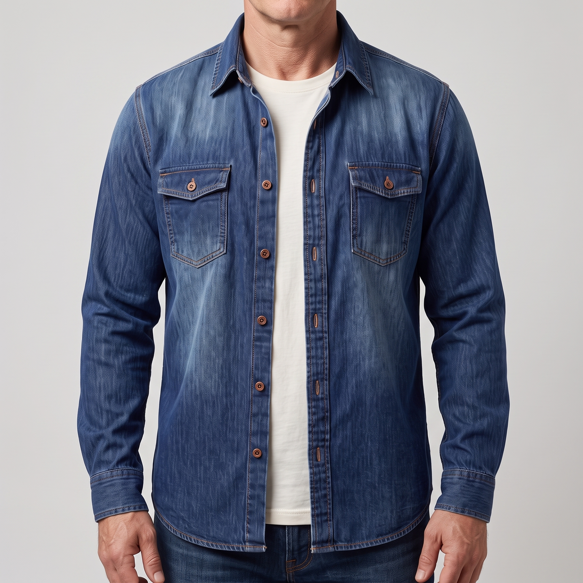 Modern Utility Denim Shirt