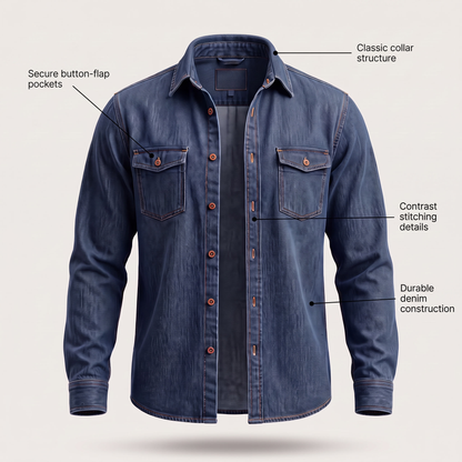 Modern Utility Denim Shirt